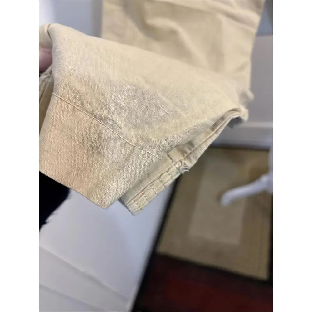 Zara Paperbag Joggers 8 Sand Square Pockets Trendy Ankle Barrel Leg Linen Blend